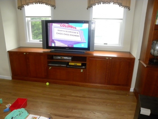 Built-In Custom Cherry Wood Entertainment Center