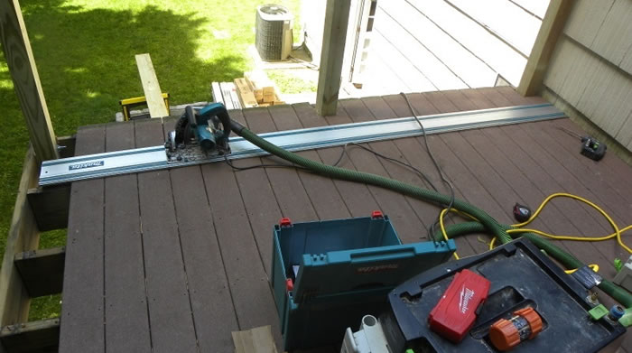 Using a Rail Saw To Cut The Deck With Precision.